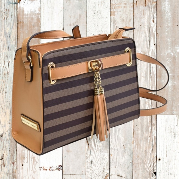 Adrienne Vittadini Handbags - Brown stripe Tassel Purse